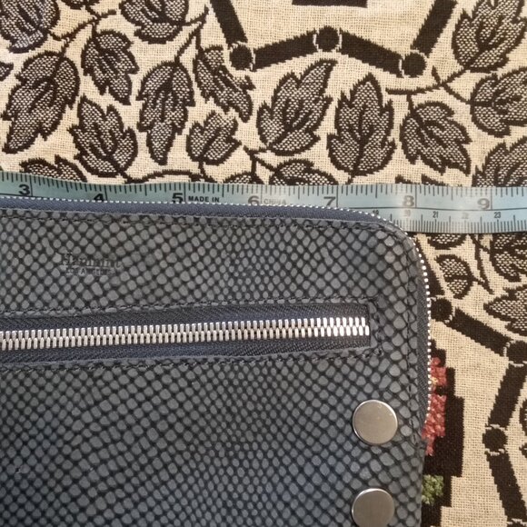 Hammitt blue embossed Wallet Clutch with strap - gray silver hardware good shape - Picture 6 of 7